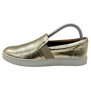 Frye Ivy Slip On Sneakers‎ Men's 8 Gold Leather Casual Walking Shoes